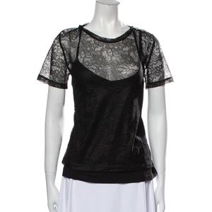 Maje Crew Neck Lace Tshirt